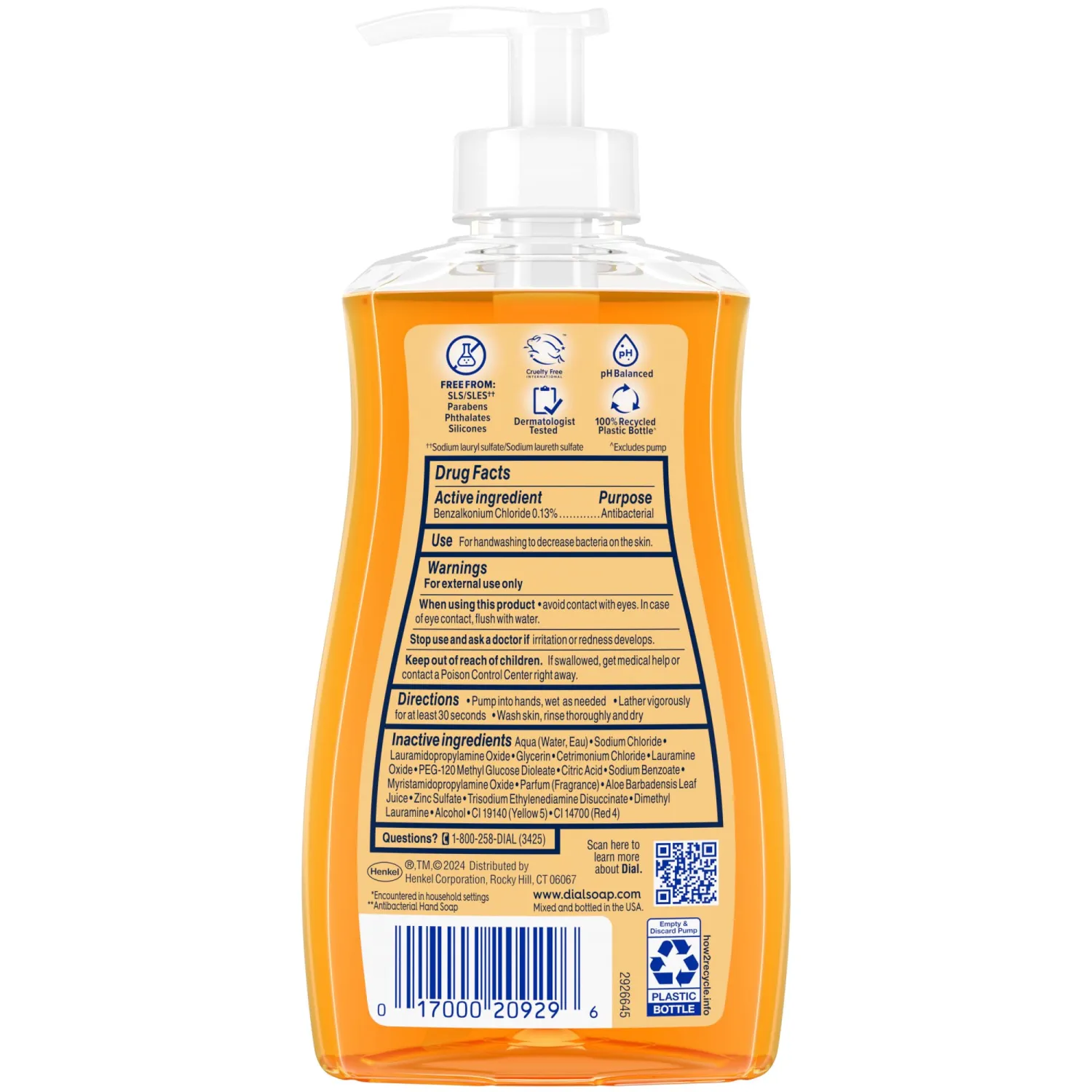 Dial Antibacterial Liquid Hand Soap, Gold, 11 Fl Oz