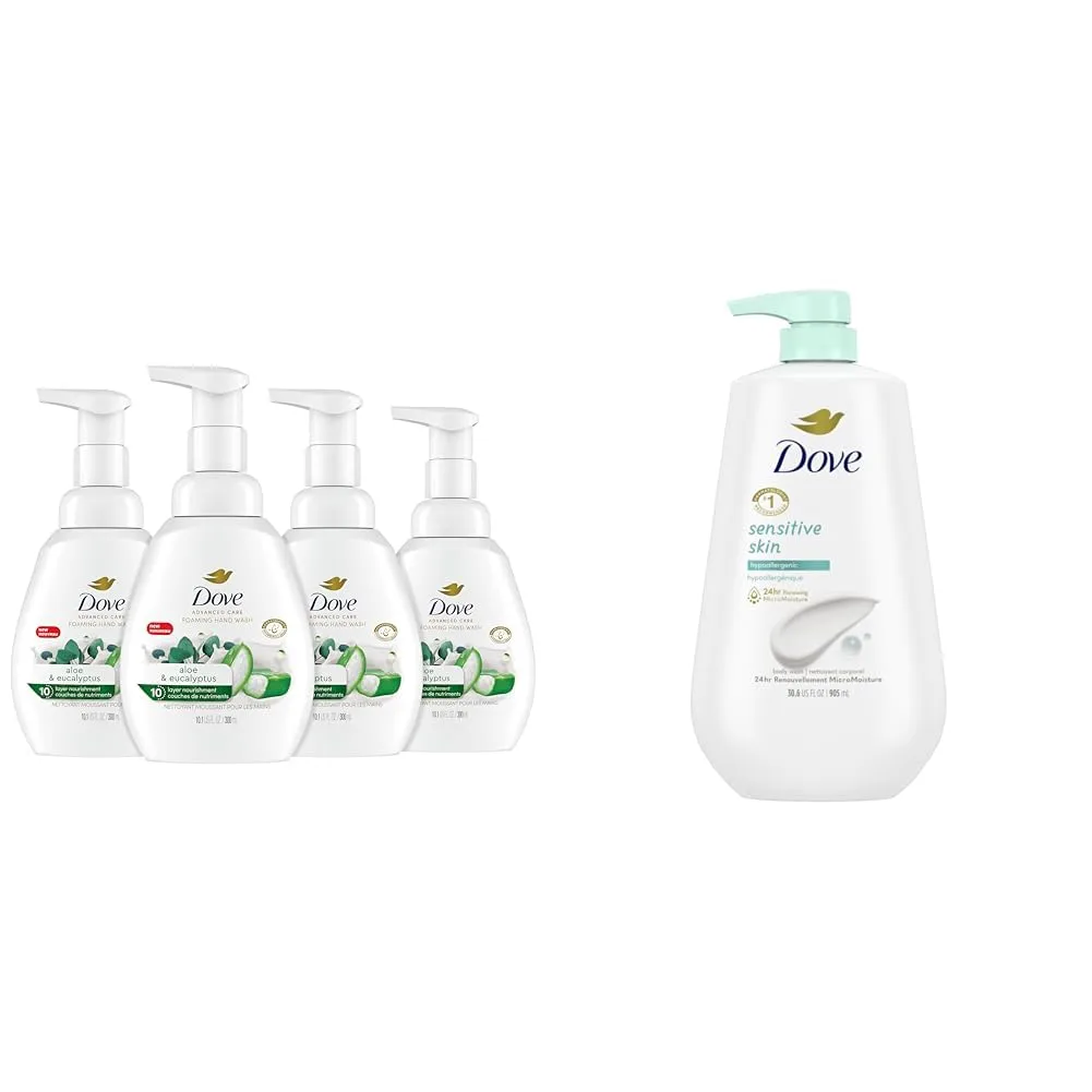 Dove Foaming Hand Wash Pack of 4 Moisturizes Skin Body Wash with Pump Sensitive Skin Hypoallergenic Moisturizes and Cleanses Skin