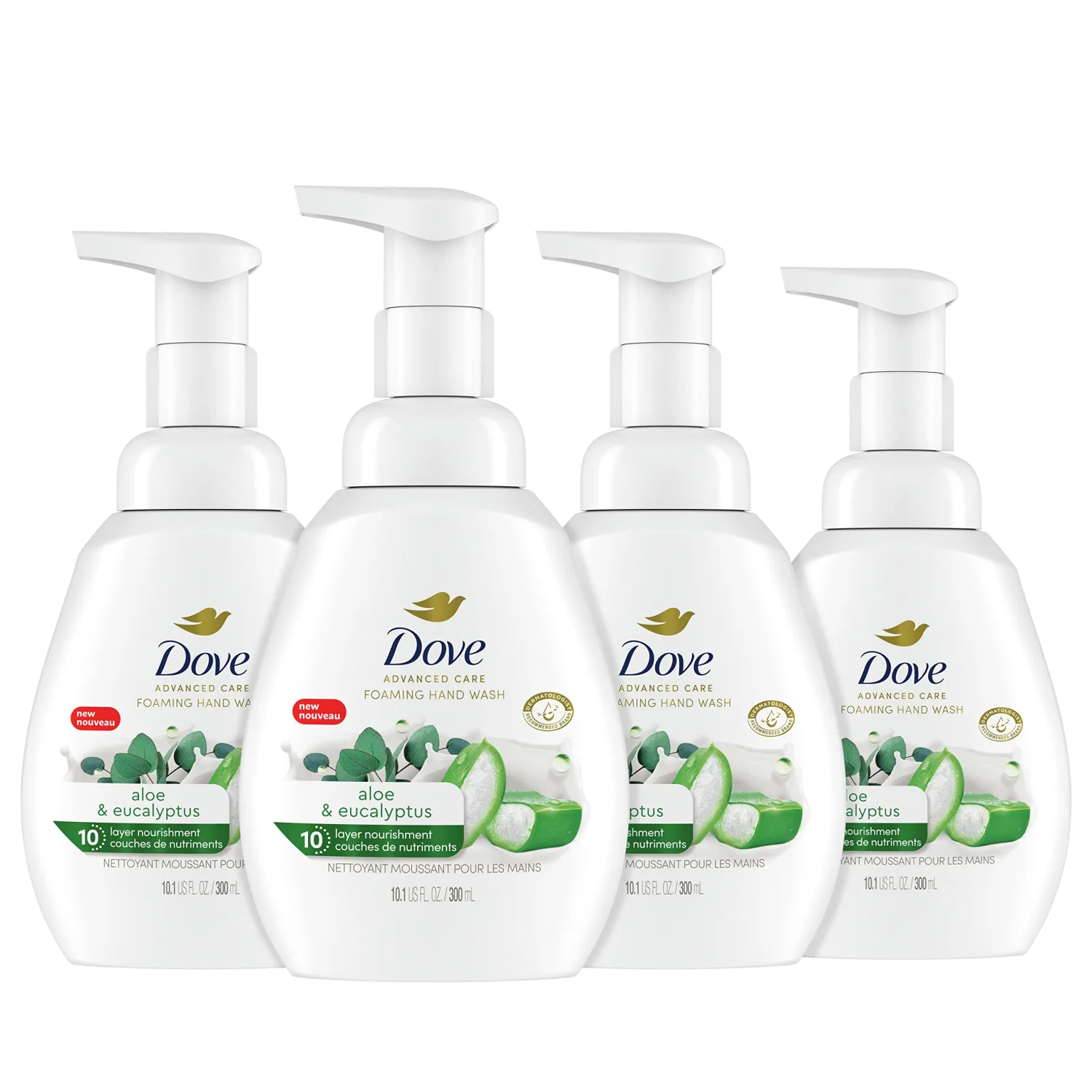 Dove Foaming Hand Wash Pack of 4 Moisturizes Skin Body Wash with Pump Sensitive Skin Hypoallergenic Moisturizes and Cleanses Skin