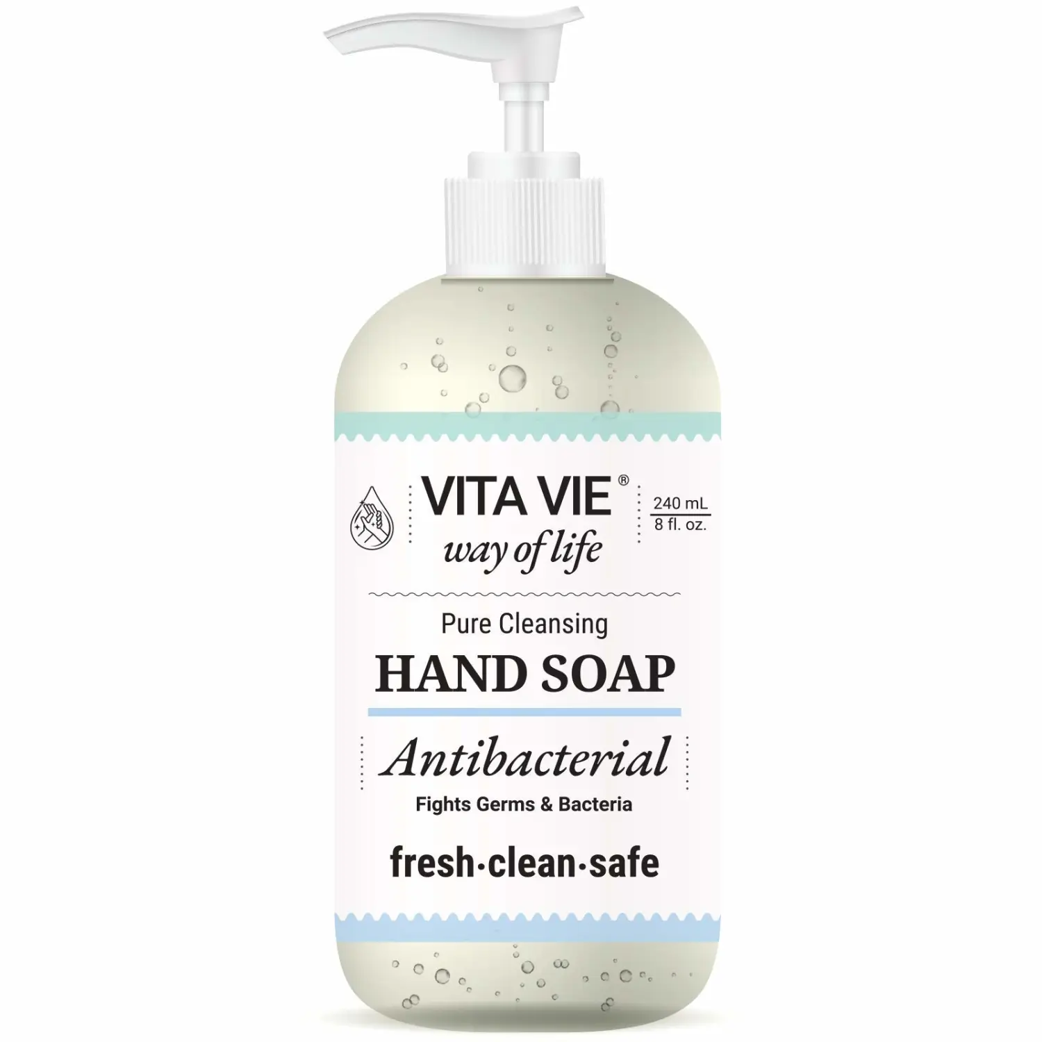 Hand Soap, 8oz/240ml - Cleansing Liquid Hand Wash, Paraben-free, Sulfate-free, Cruelty-free - Made in America - Safe for Kids - Ideal for Home or Office