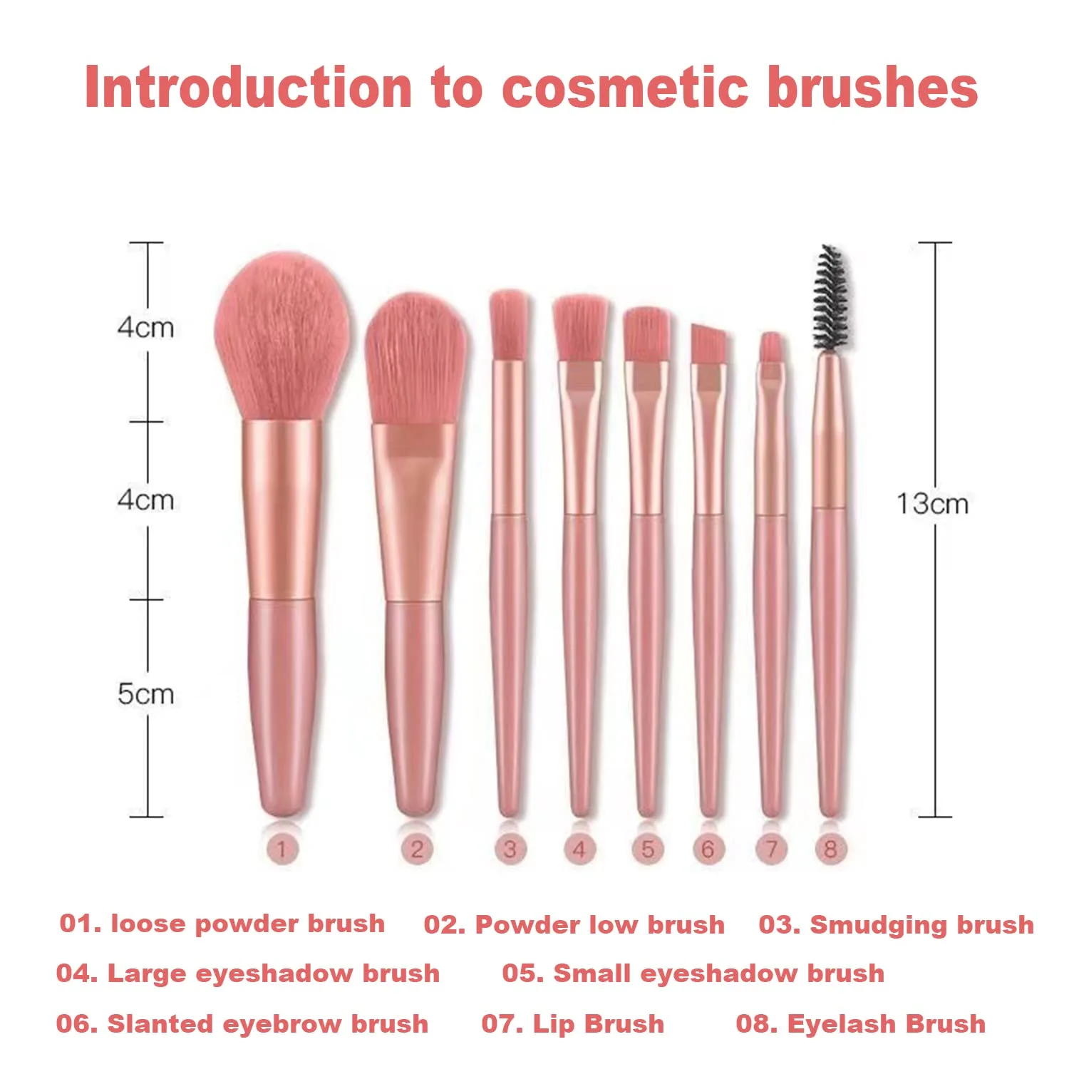 Makeup Brushes 8 Pieces Mini Makeup Brush Set, Makeup Brushes Foundation Blend Blush Concealer Eye Shadow Blend Eye Liner Makeup Brush Set for Travel Makeup Bag Compact and portable (Pink)