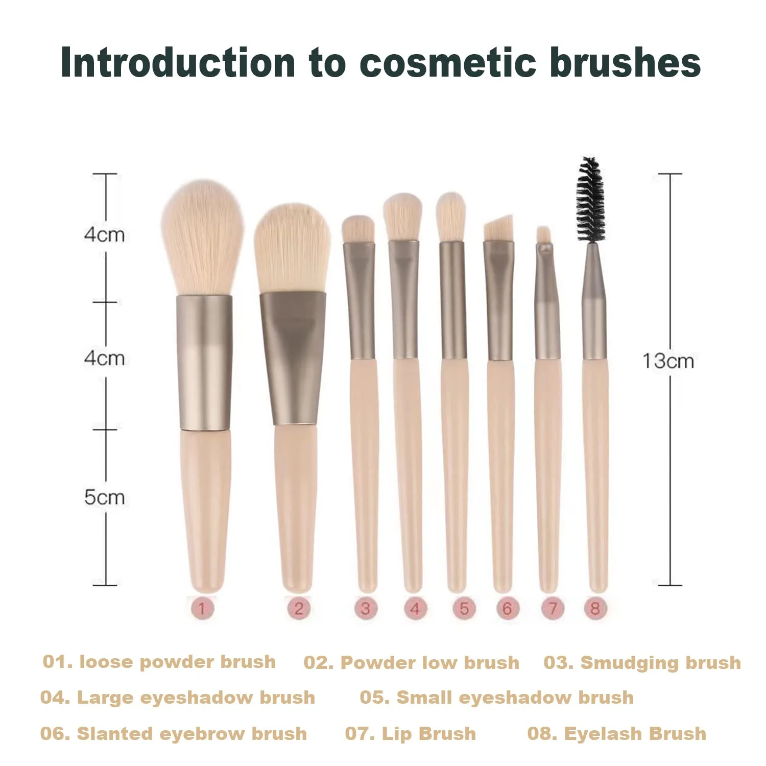 Makeup Brushes 8 Pieces Mini Makeup Brush Set, Makeup Brushes Foundation Blend Blush Concealer Eye Shadow Blend Eye Liner Makeup Brush Set for Travel Makeup Bag Compact and portable(Apricot)