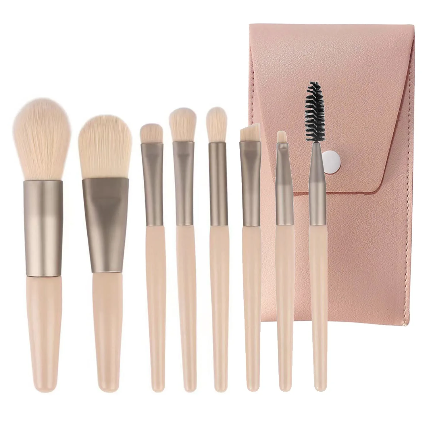 Makeup Brushes 8 Pieces Mini Makeup Brush Set, Makeup Brushes Foundation Blend Blush Concealer Eye Shadow Blend Eye Liner Makeup Brush Set for Travel Makeup Bag Compact and portable(Apricot)