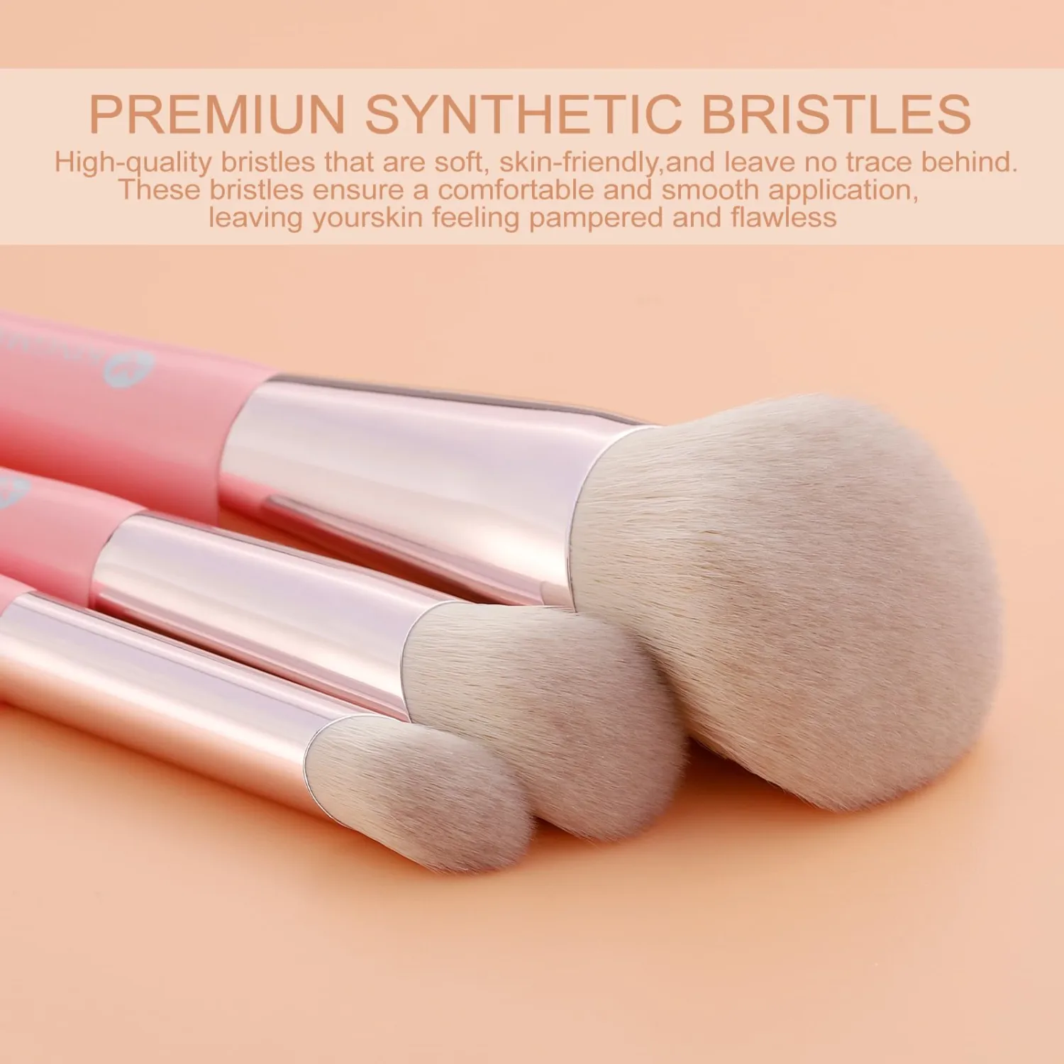 KINGMAS Angled Foundation Brush Concealer Brush, Premium Kabuki Makeup Brush for Liquid, Blending, Cream, Powder, Blush Buffing Stippling Face Makeup Tools White (Pink, 3Pcs (170W/270W/370W))