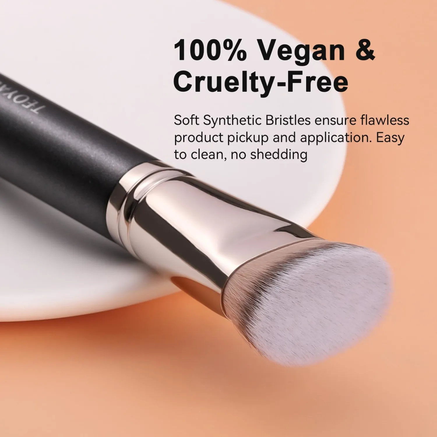 TEOYALL Flat Top Contour Brsuh, Soft Dense Synthetic Bristles Sculpt Contour Blending Buffing Brush For Liquid Cream Contour Bronzer