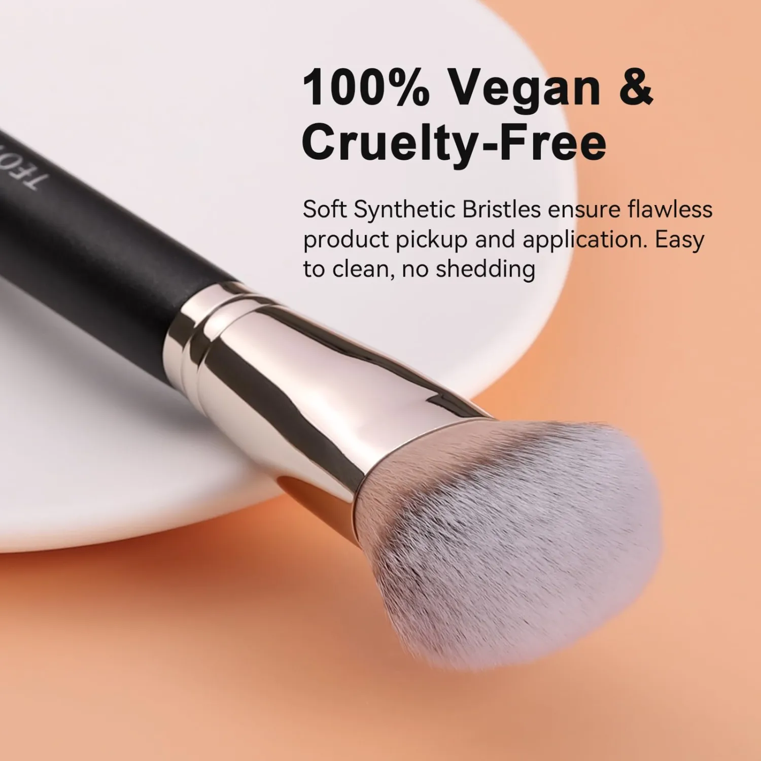 TEOYALL Domed Foundation Brush, Soft Dense Synthetic Bristles Blending Brush for Liquid Cream Foundation Bronzer Contour