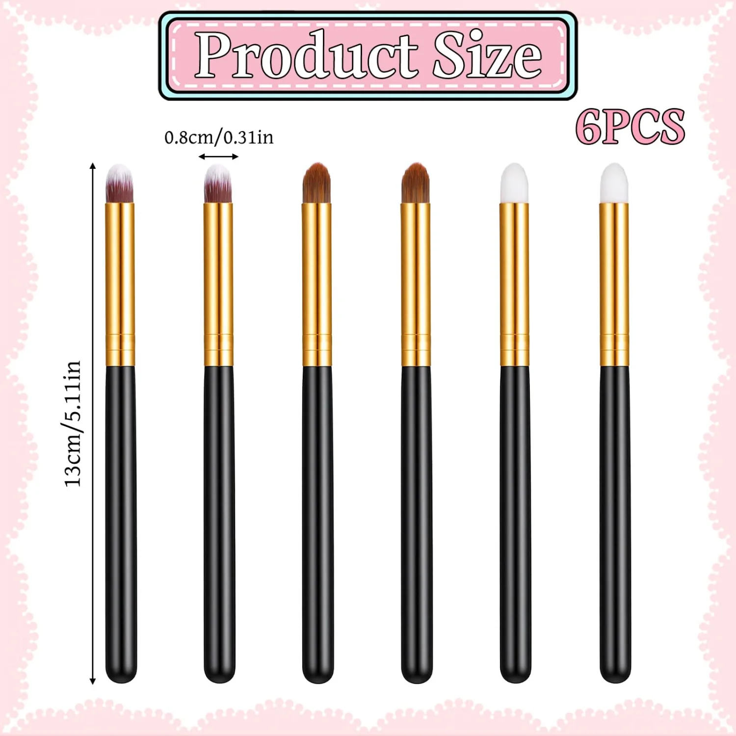 6 Pcs Eyeliner Smudge Brush Eye Shadow Applicator Sticks Small Pencil Eyeshadow Brush Eye Makeup Brushes Set Round Concealer Eyeshadow Brushes Blending Makeup Tool Reusable for Eyeshadows Eyebrow