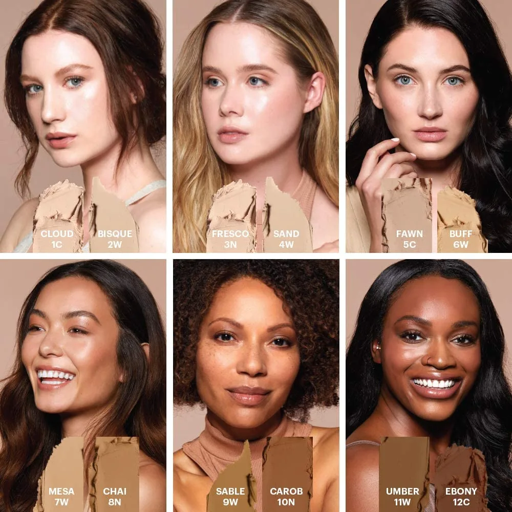 Glo Skin Beauty HD Mineral Foundation Stick - Concealer Makeup Infused with Hyaluronic Acid - Buildable Coverage, Contour & Highlighter