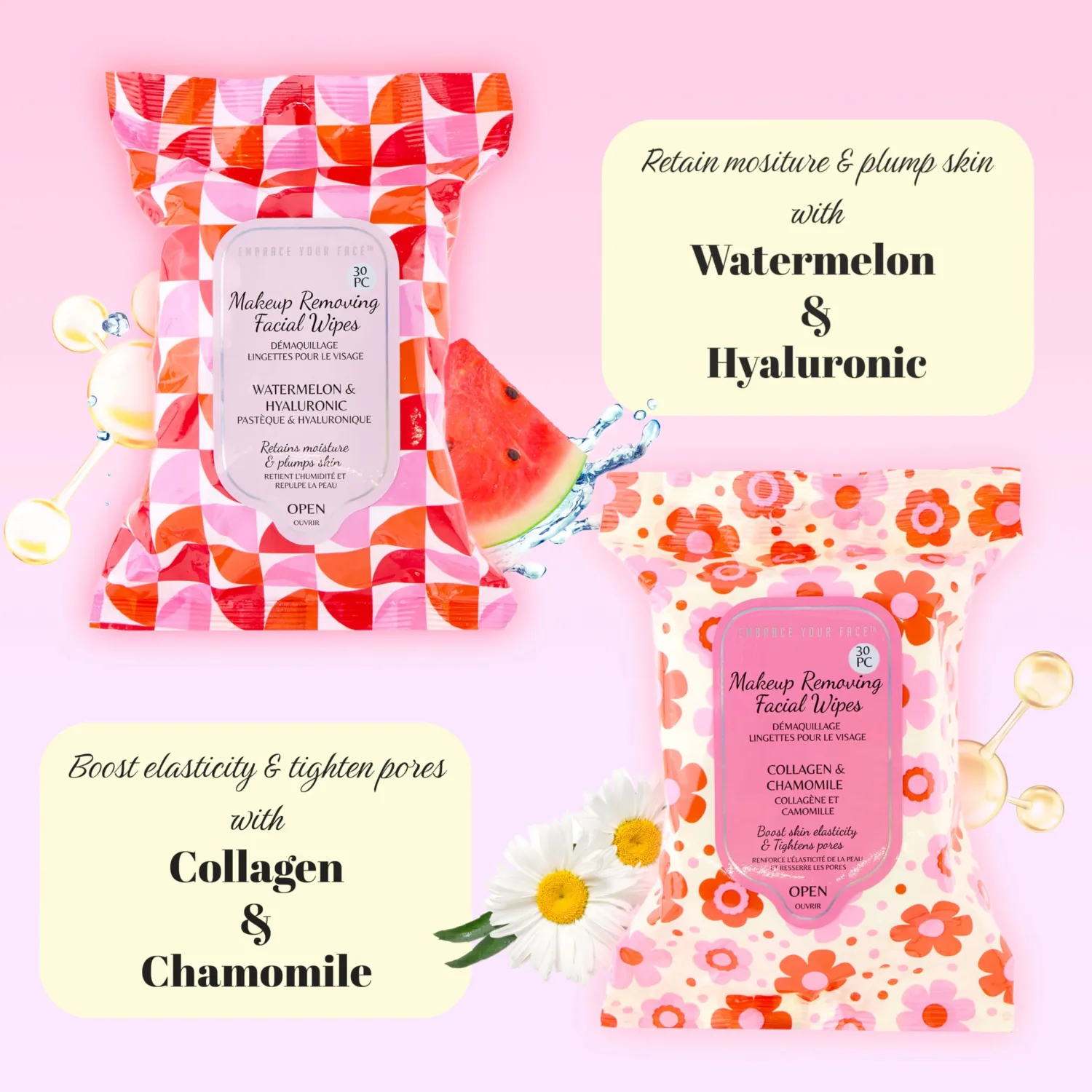 120pc Makeup Removal Wipes Variety Set | 4-Pack Active Botanicals Makeup Remover Facial Cleansing Towelettes with Hyaluronic Acid, Collagen, Retinol, & Rose Water
