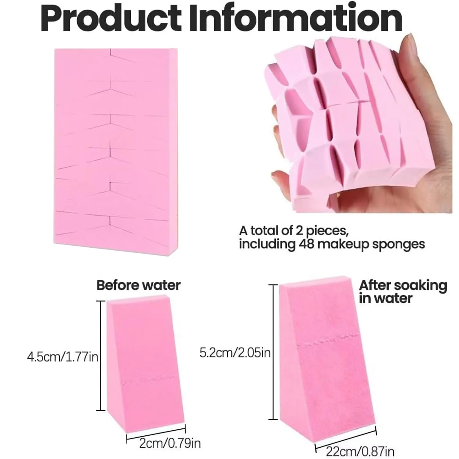 24 PCS Makeup Sponge Set,Latex Free Beauty Blender Sponge for Powder Cream and Liqui(Pink)