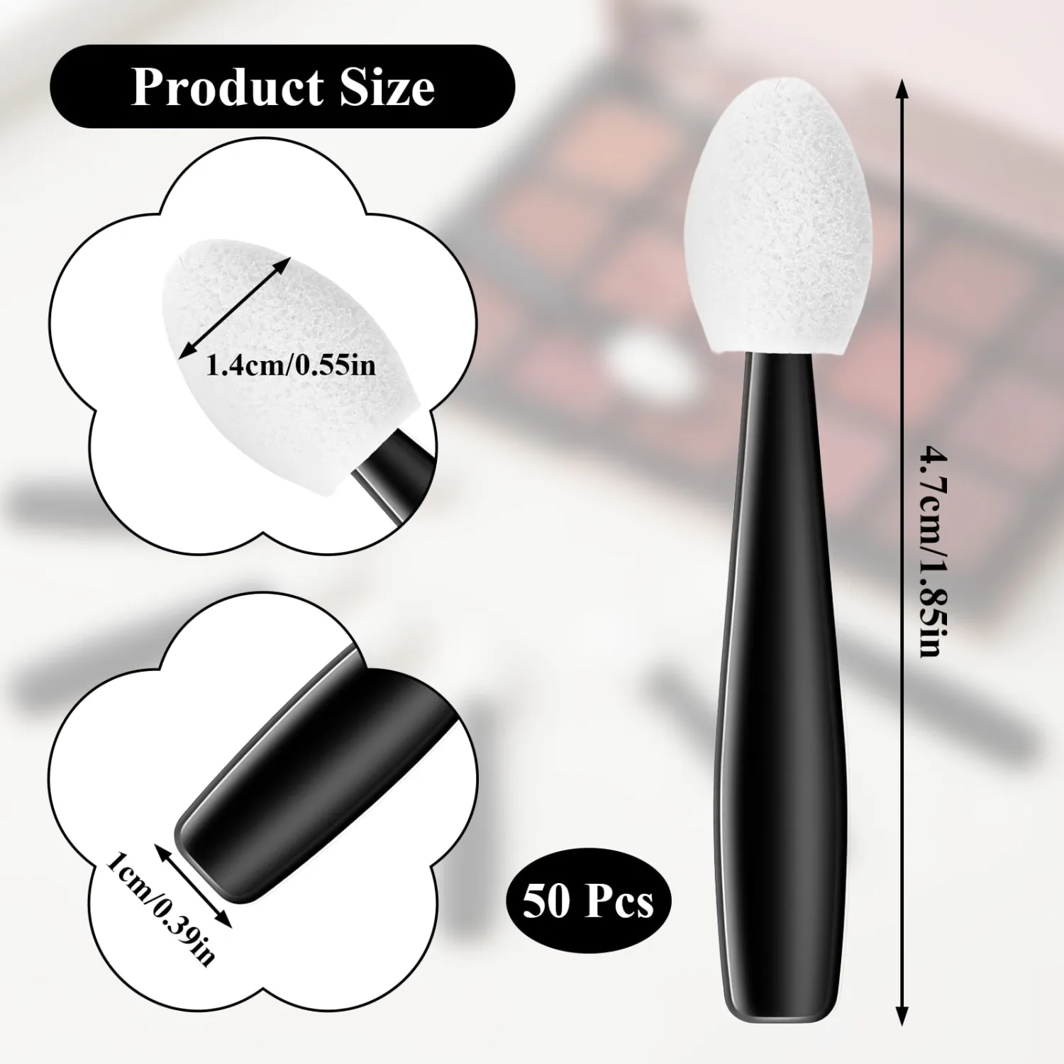 50 Pcs Disposable Eye Shadow Sponge Applicators, Mini Eye Shadow Applicators Sticks, Disposable Makeup Eyeshadow Sponges, Multipurpose Lips Eyes Makeup Brushes with Sponge Tip for Women
