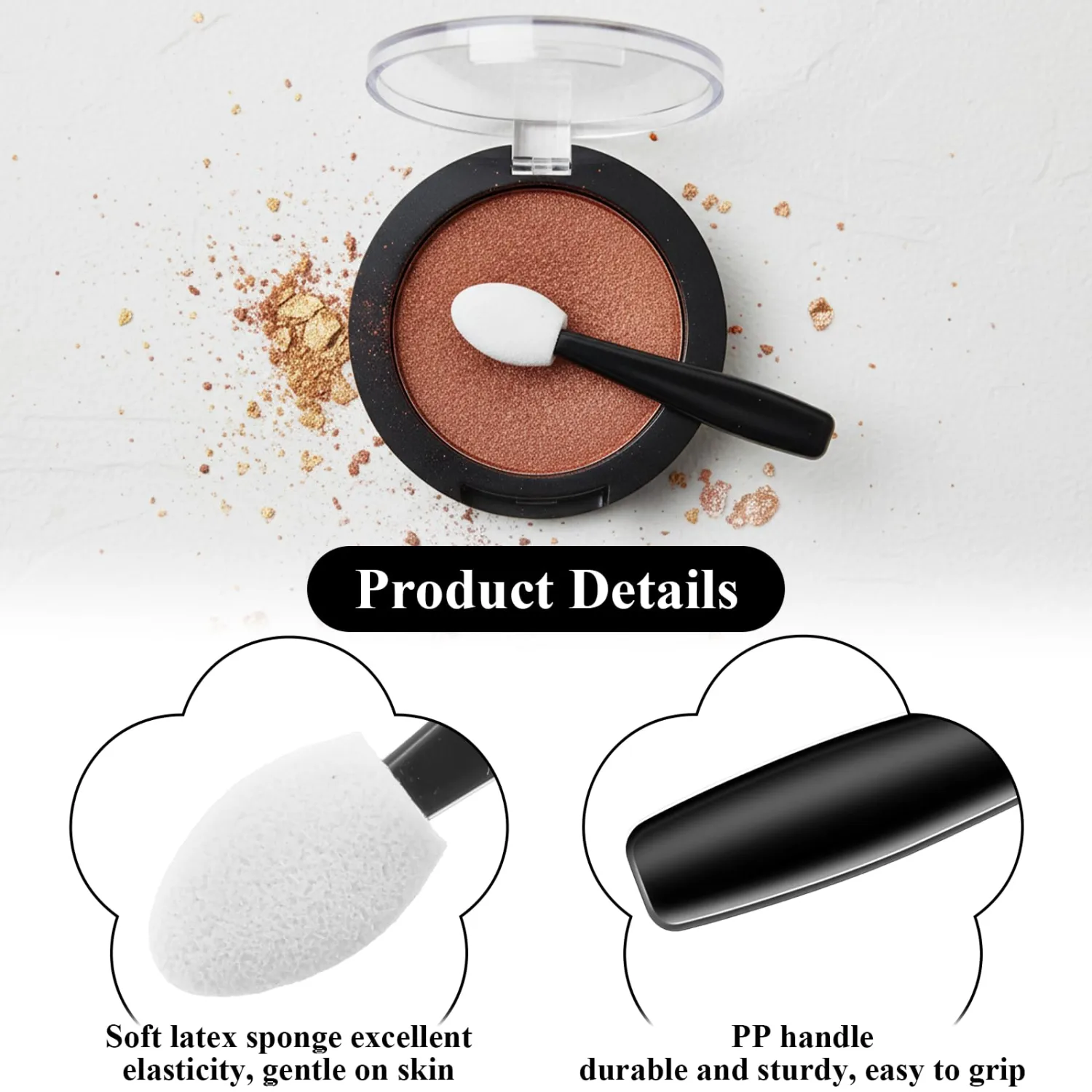 50 Pcs Disposable Eye Shadow Sponge Applicators, Mini Eye Shadow Applicators Sticks, Disposable Makeup Eyeshadow Sponges, Multipurpose Lips Eyes Makeup Brushes with Sponge Tip for Women