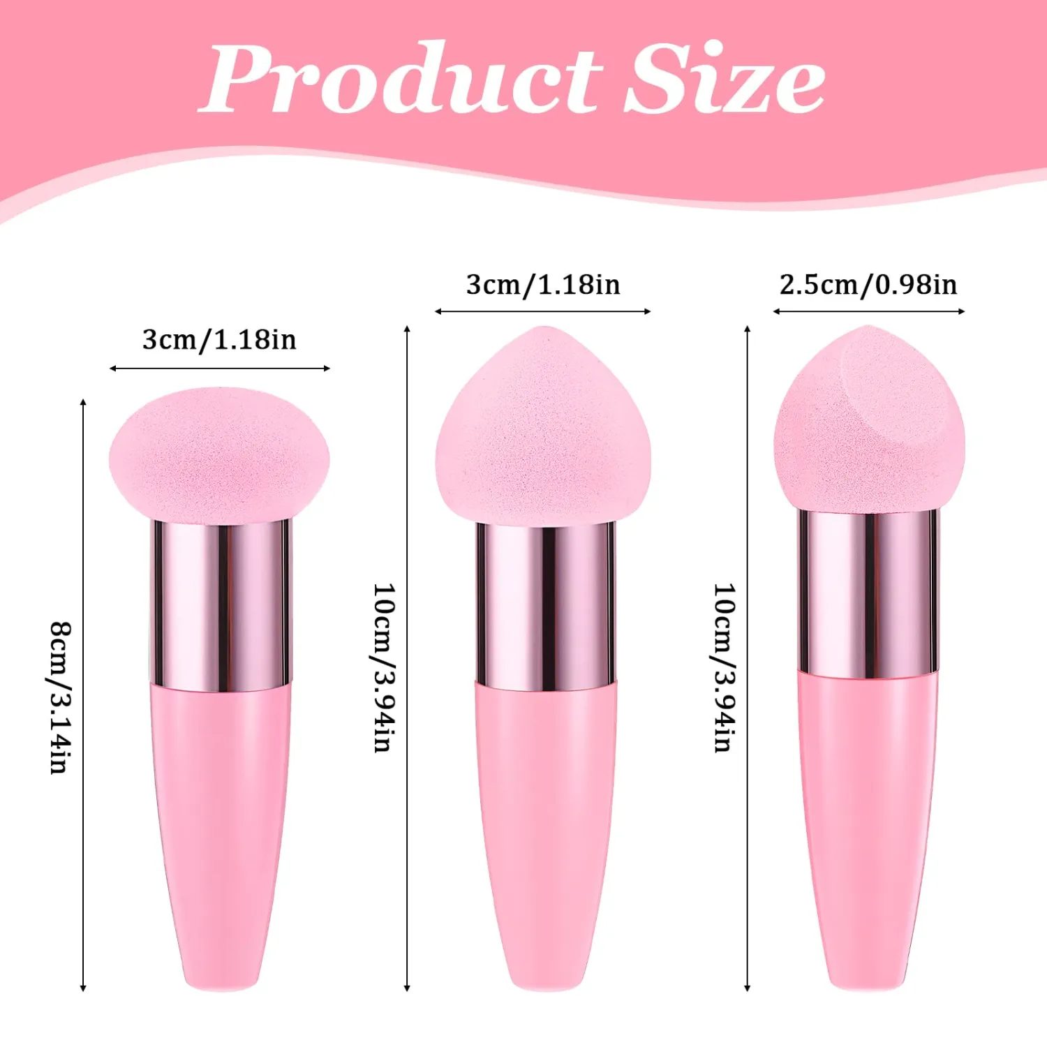 3 Pcs Makeup Sponges Foundation Concealer Sponge Powder Applicator Blending Wet and Dry Make Up Applicator Covers Eyes Sticks Sponge Powder With Handle for Foundation