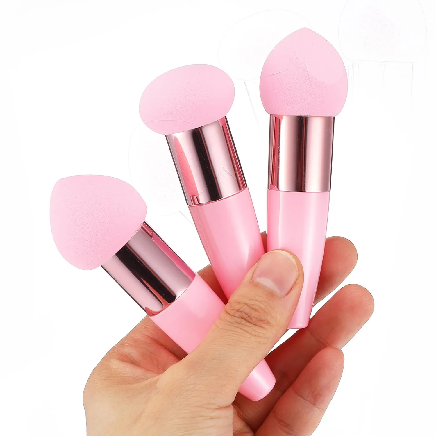 3 Pcs Makeup Sponges Foundation Concealer Sponge Powder Applicator Blending Wet and Dry Make Up Applicator Covers Eyes Sticks Sponge Powder With Handle for Foundation