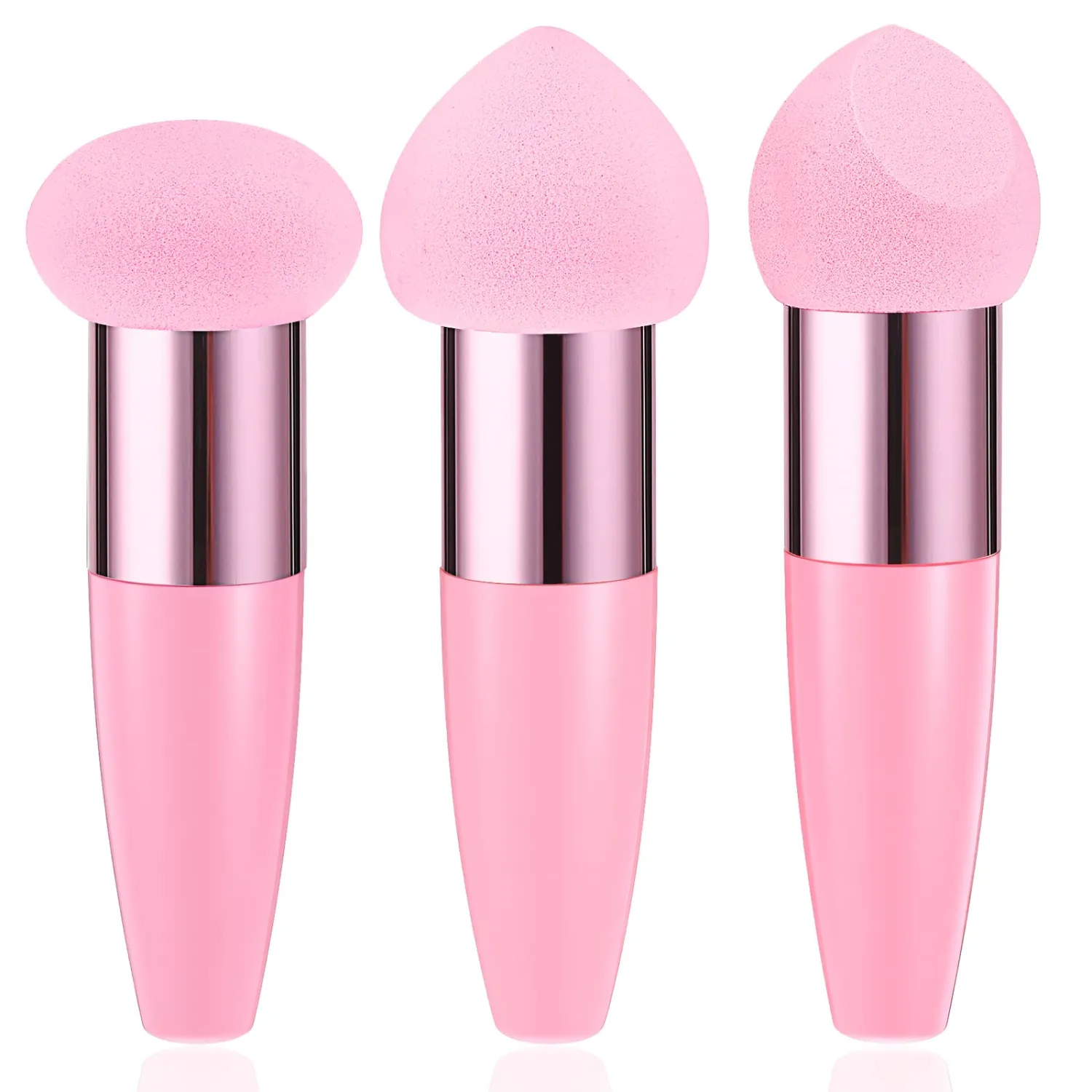 3 Pcs Makeup Sponges Foundation Concealer Sponge Powder Applicator Blending Wet and Dry Make Up Applicator Covers Eyes Sticks Sponge Powder With Handle for Foundation