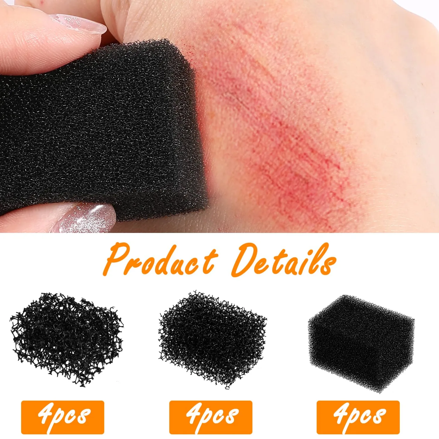 Stipple Sponges, 12Pcs Sfx Makeup Sponges Special Effects Makeup Must Haves Face Make up Tools for Texture Beard Freckle Halloween Make up Cosplay Party Art Shaping Special Effects (Black)