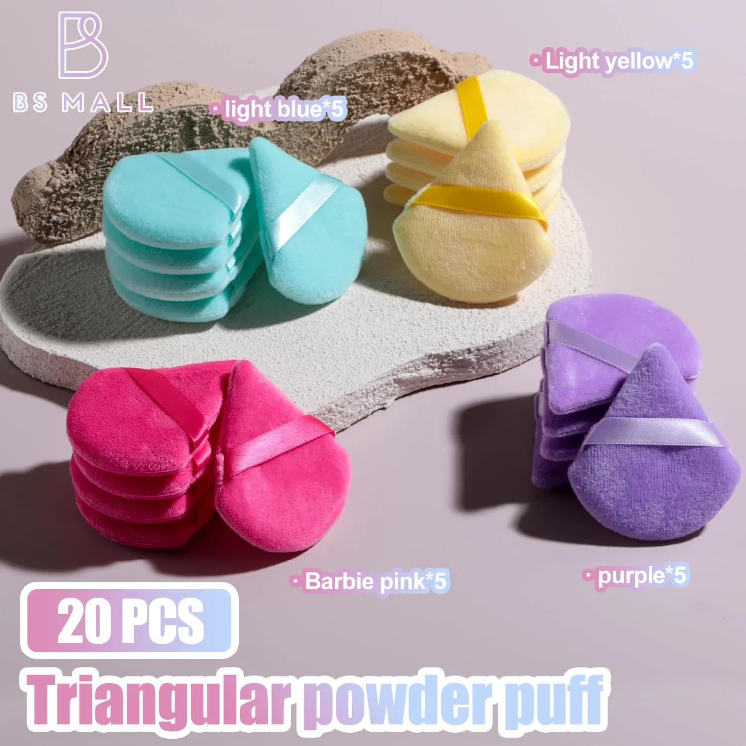 BS-MALL Makeup Sponge Set 20 Pcs – Premium Portable Super Soft Triangle Puff for Flawless Makeup Application,Beauty Cosmetic Applicators For Daily Use (Multicolored)