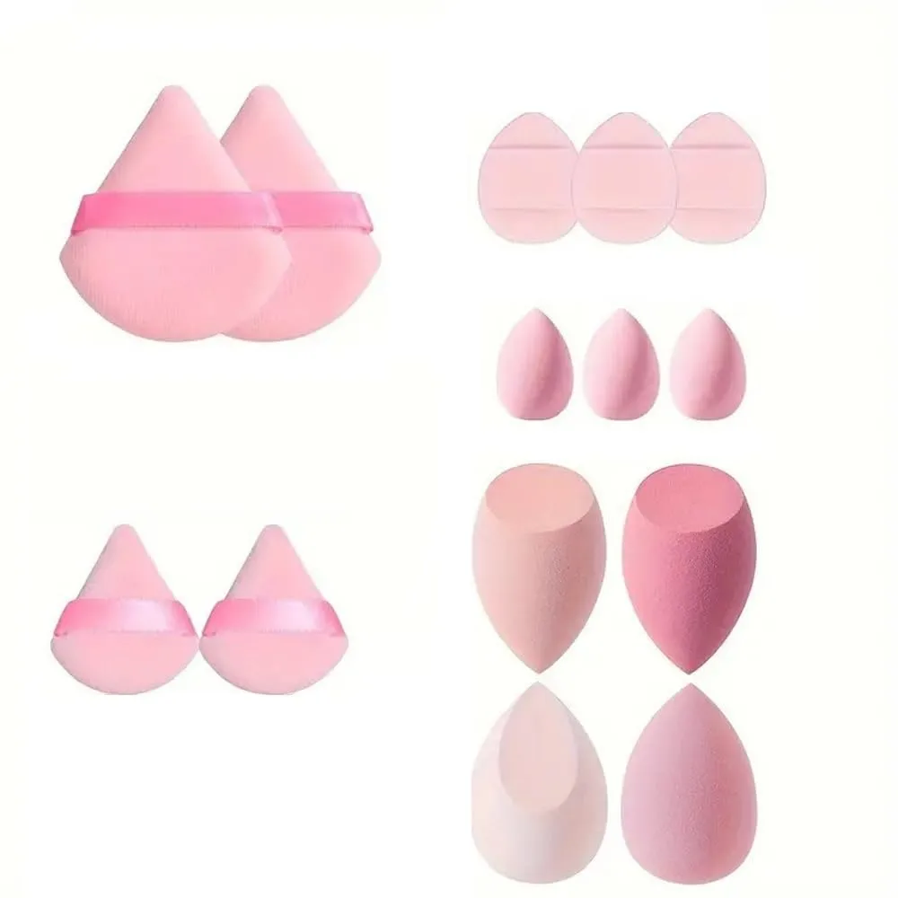 MELADY 14-Piece Makeup Tool Set, Beauty Blender & Thumb Puffs, Soft Cotton & Mini Sponges, Washable Velour Applicators for Foundation Concealer (Pack of 14) (pink)
