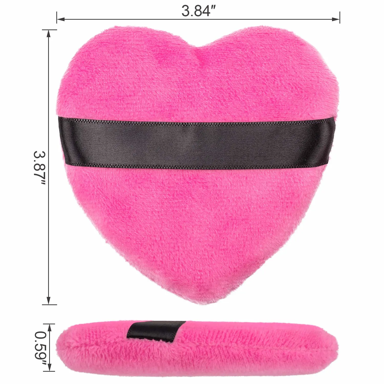 OIIKI 4PCS Makeup Puffs, Polyester Powder Puff, Makeup Tool Sponges Blender Cleanser, in Love Shape with Strap, for Cosmetic (Gray+White+Rose+Black)