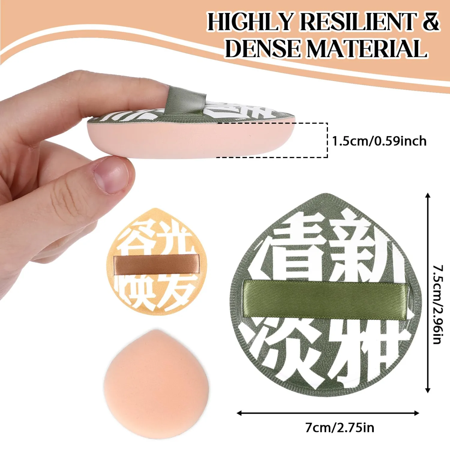 Makeup Puff for Foundation, Professional South Korea Style Cosmetic Sponges for Liquid & Setting Powder, Reusable Make-up Sponge for Facial Blending & Natural Finish