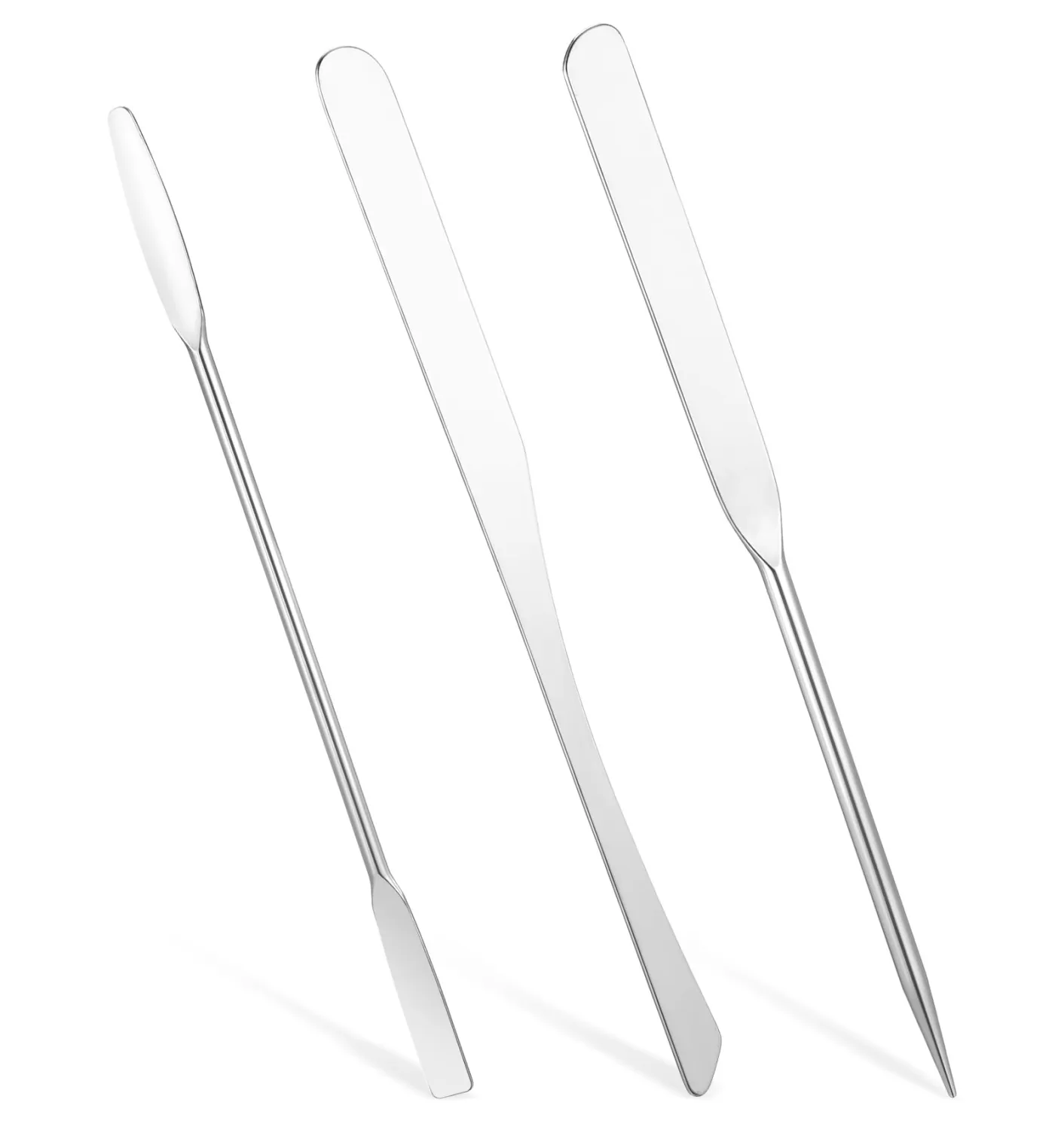 3Pcs Makeup Spatula Metal, Cosmetic Spatula Double-Edged, Assorted Styles Spatula for Foundation & Face Cream Even Application