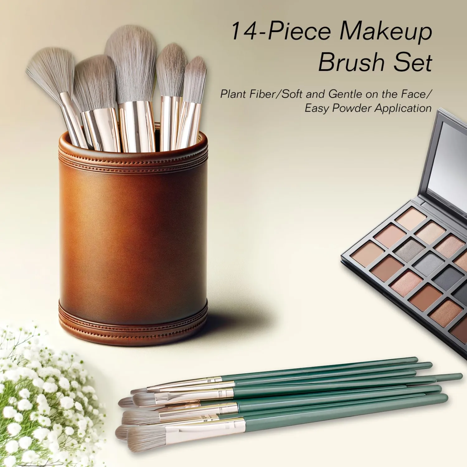 14PCS Makeup Brushes Set for Foundation Eyebrow Concealer Eye Shadows Powder,Makeup Brushes Kit for Travel and Daily Makeup Use