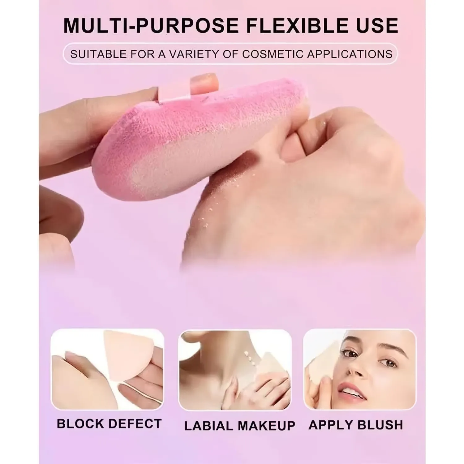 15 Pcs Makeup Sponge Set, Make Up Sponges for Foundation for Face Cosmetic Applicator, Mini Beauty Blenders Makeup Puff, Soft Triangle Powder Puff for Women Liquid Cream Powder(Pink)