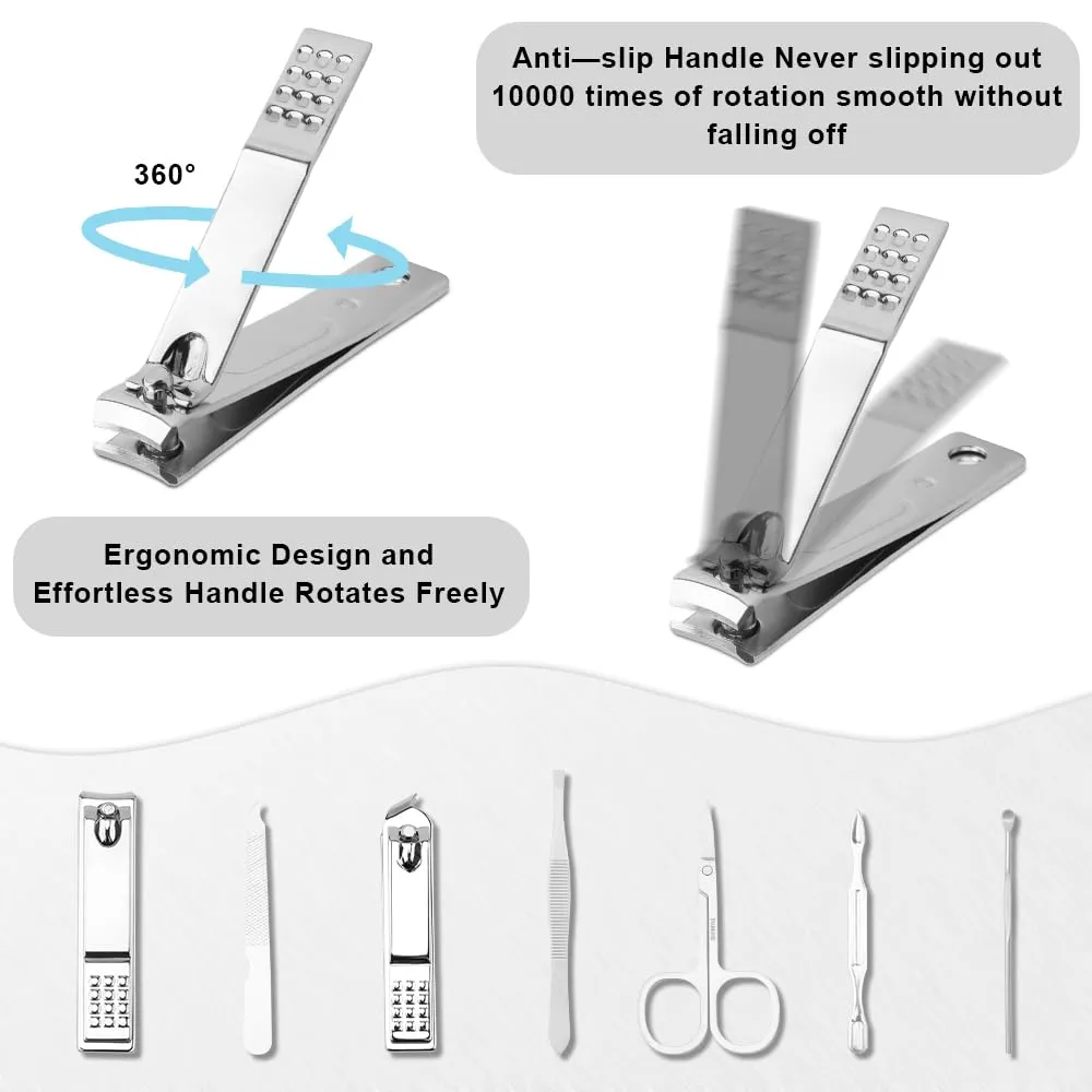 Manicure Set, Nail Clippers Kit, 7 Pcs Manicure Pedicure Kit Men Personal Care Tools Accessories, Black Nail Care Kit with Travel Case Grooming Gifts for Men Teens Boys Dad Boyfriend Father Women Mom