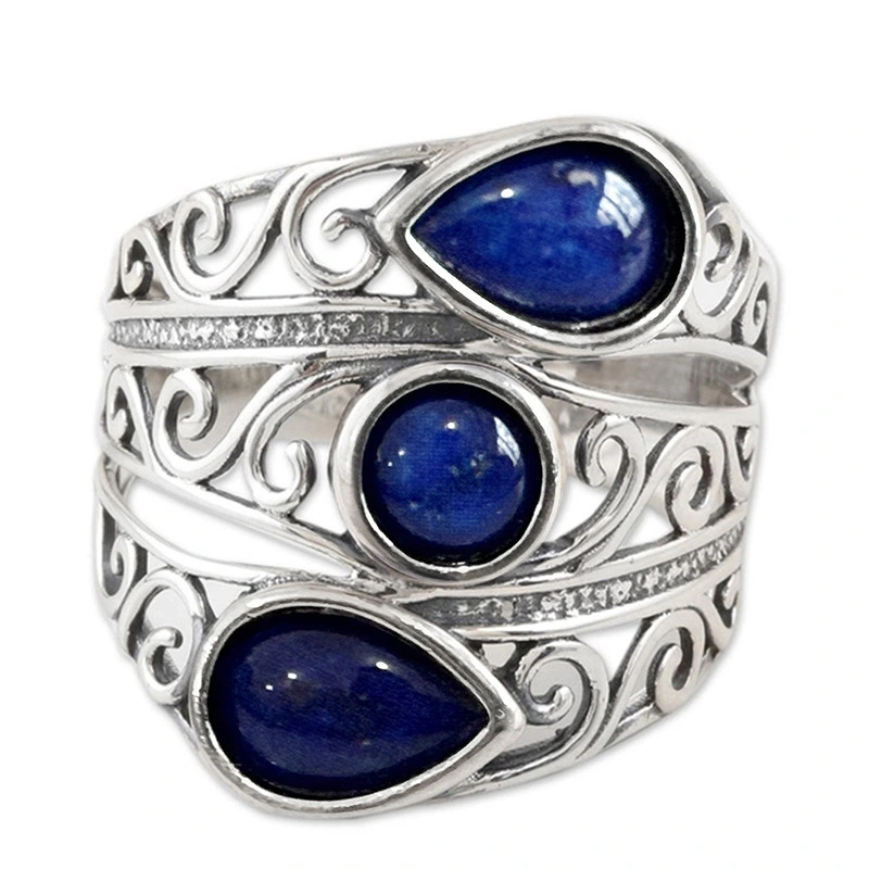 Hua Ya Metal Copper Openwork Water Drop Ring