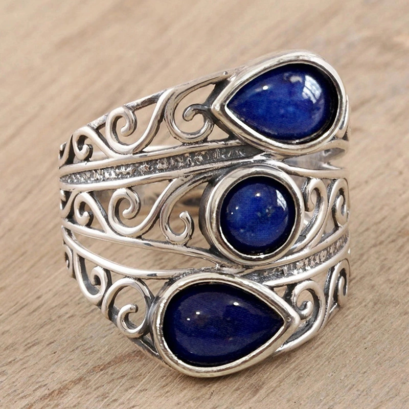 Hua Ya Metal Copper Openwork Water Drop Ring