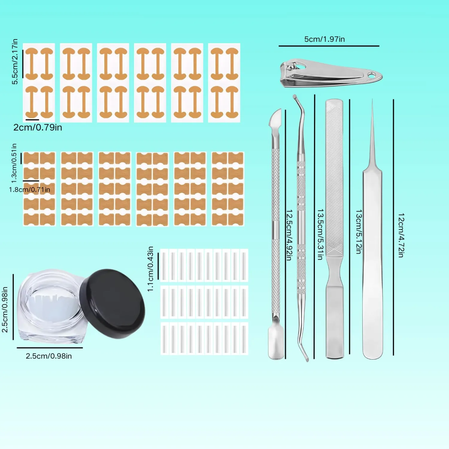 Ingrown Toenail Corrector Set with Curved Toenail Correction Patch, Upgraded Nail Removal Kit, Pedicure Tools for Home Treatment