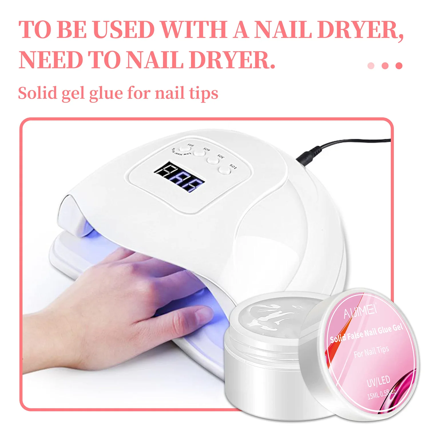 Solid Nail Glue for Press On Nails Strong Clear Acrylic Nail Glue for Fake Nails Soft Gel Nail Tips Solid Hard Gel for Nail Art DIY Home
