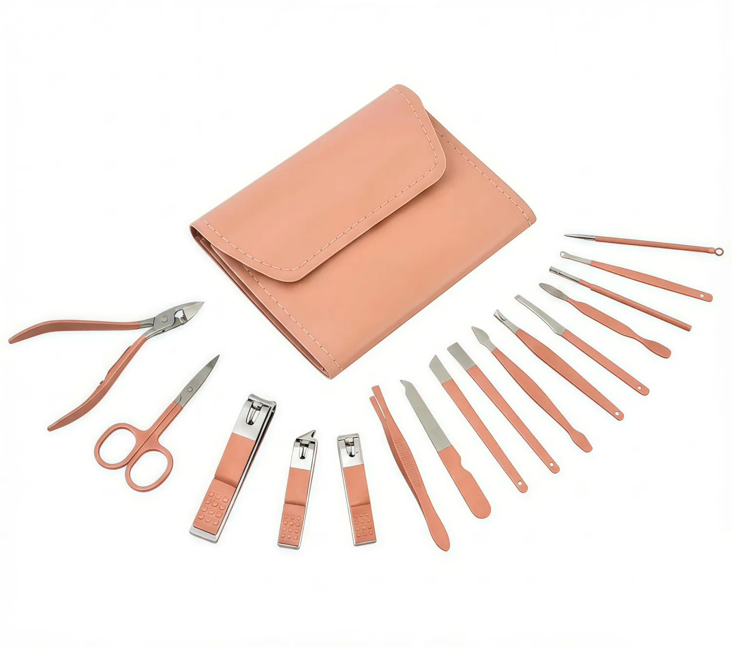 16-Piece Professional Manicure Set, Stainless Steel Pedicure Kit with Portable Travel Case, Grooming Tools for Fingernails, Toenails & Facial Care, Sage Green Aesthetic Nail Care Set