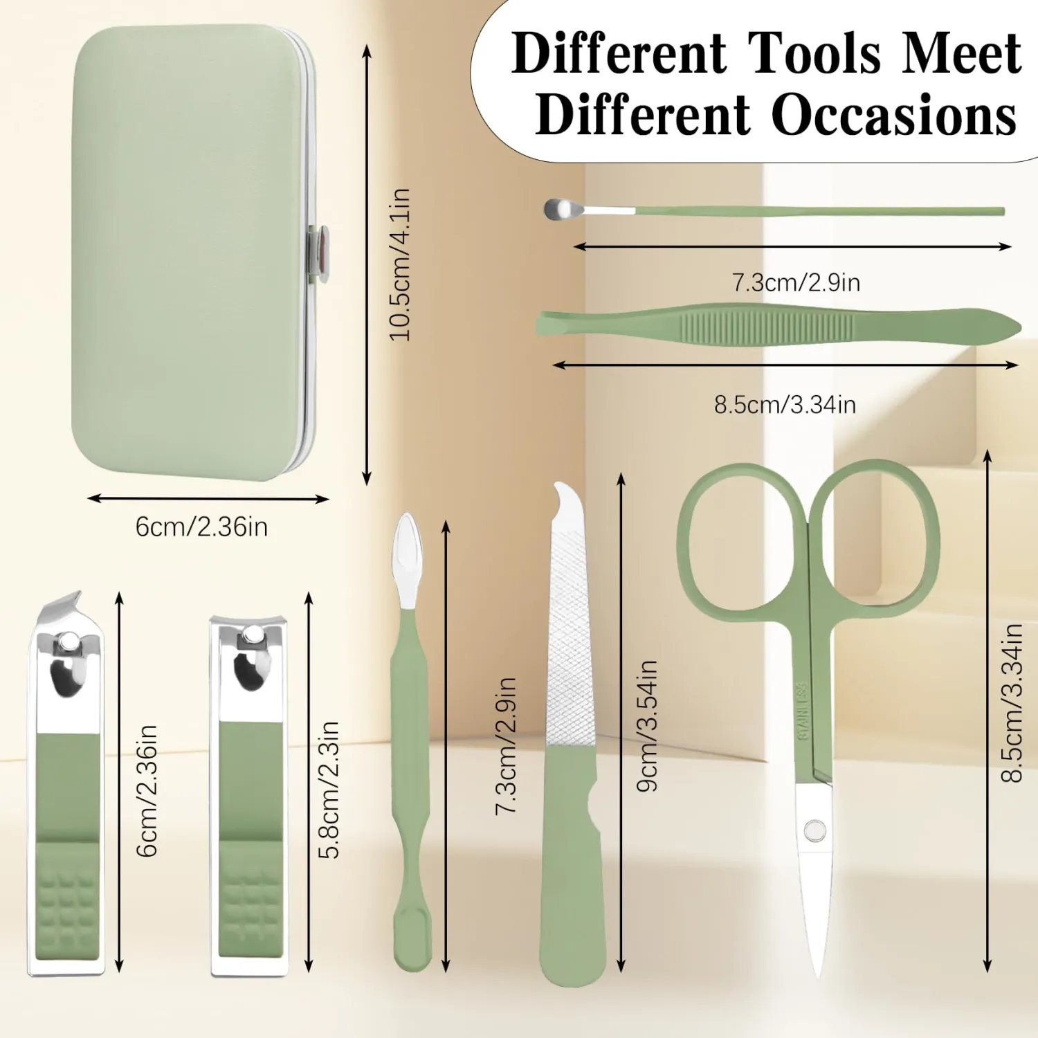 Manicure Kit for Men Women Nail Clippers Pedicure Tools Kit Travel Nail File Toe Set Finger Grooming Kits Christmas Birthday Gifts Ideas Stocking Stuffers Kids Adults Teens Boys Girls Friends(Green)
