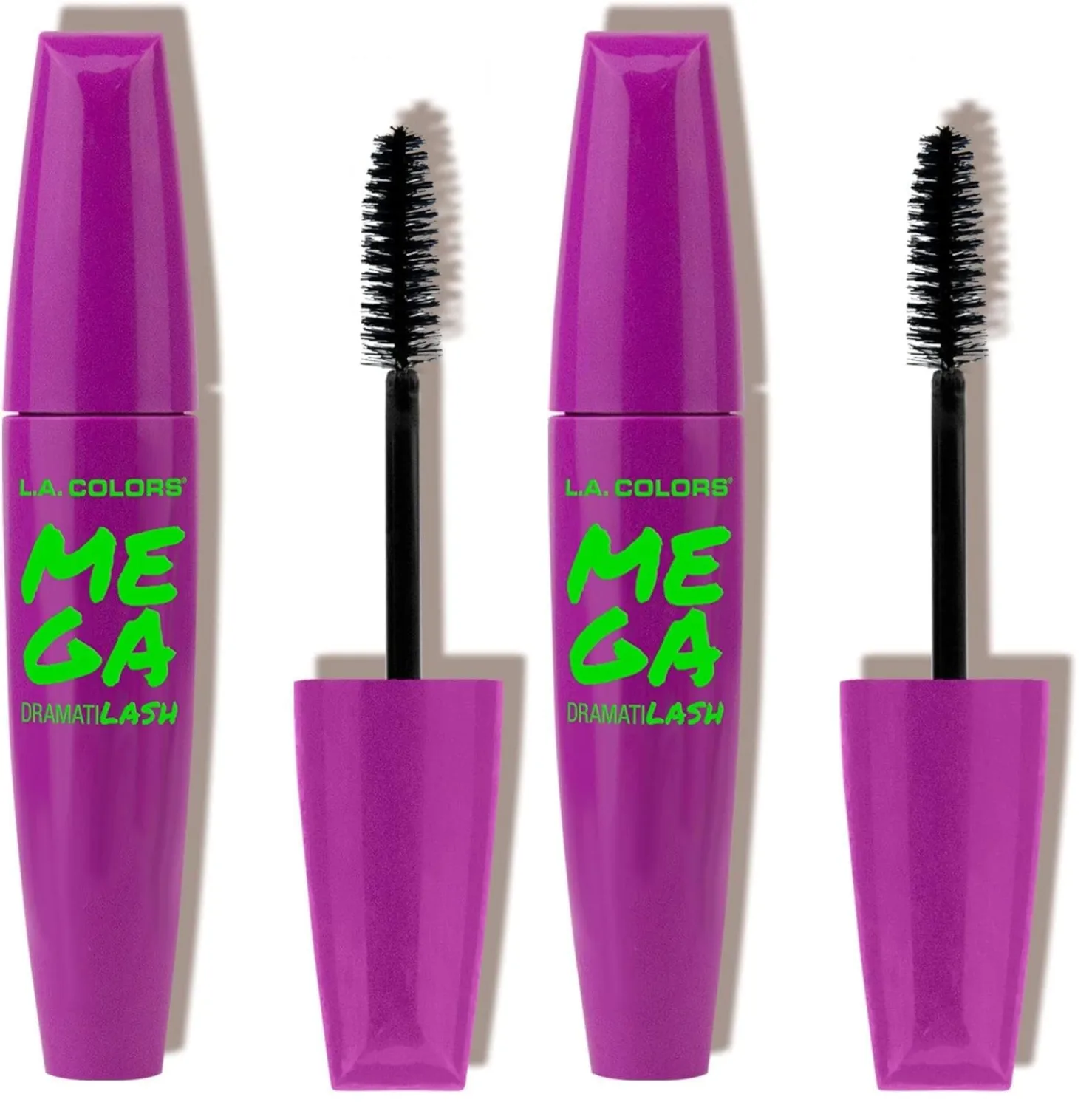 L.A. COLORS Mega Dramatilash Mascara, Intense Black CMS523 (Pack of 2)