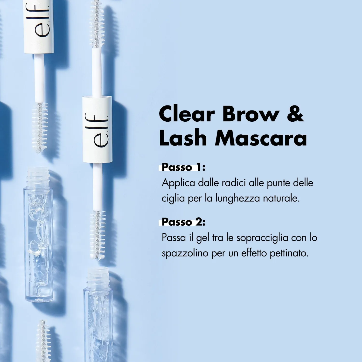 e.l.f. Clear Brow & Lash Mascara, Dual-Sided Brushable Clear Gel For Groomed Brows & Eyelashes, Long-Wear Conditioning Formula, Vegan & Cruelty-Free