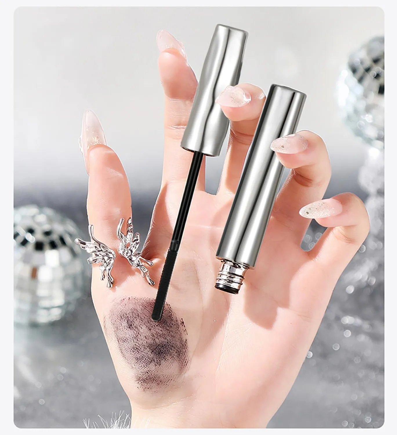 Waterproof Metal Wand Natural Washable Mascara, Steel Pipe Eyelash Primer Waterproof Long Lasting Lash Extensions Mascaras Long Lasting Smudge-Proof No Flaking (3 PCS)