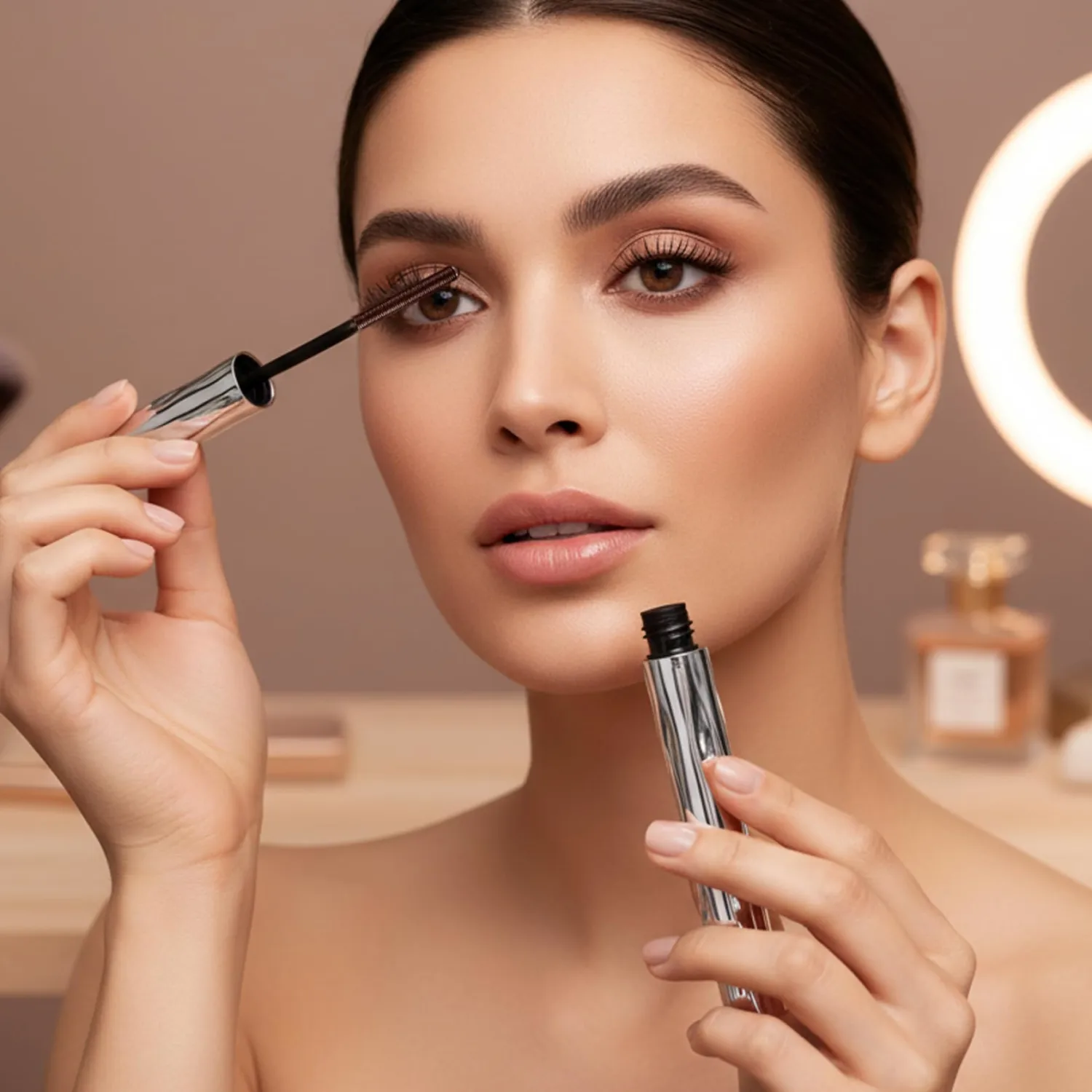 Steel Pipe Eyelash Primer, Fiber Mascara Eyelash Primers Tubular Waterproof Curling Mascara, Natural and Non-smudged, Brown for Daily Use
