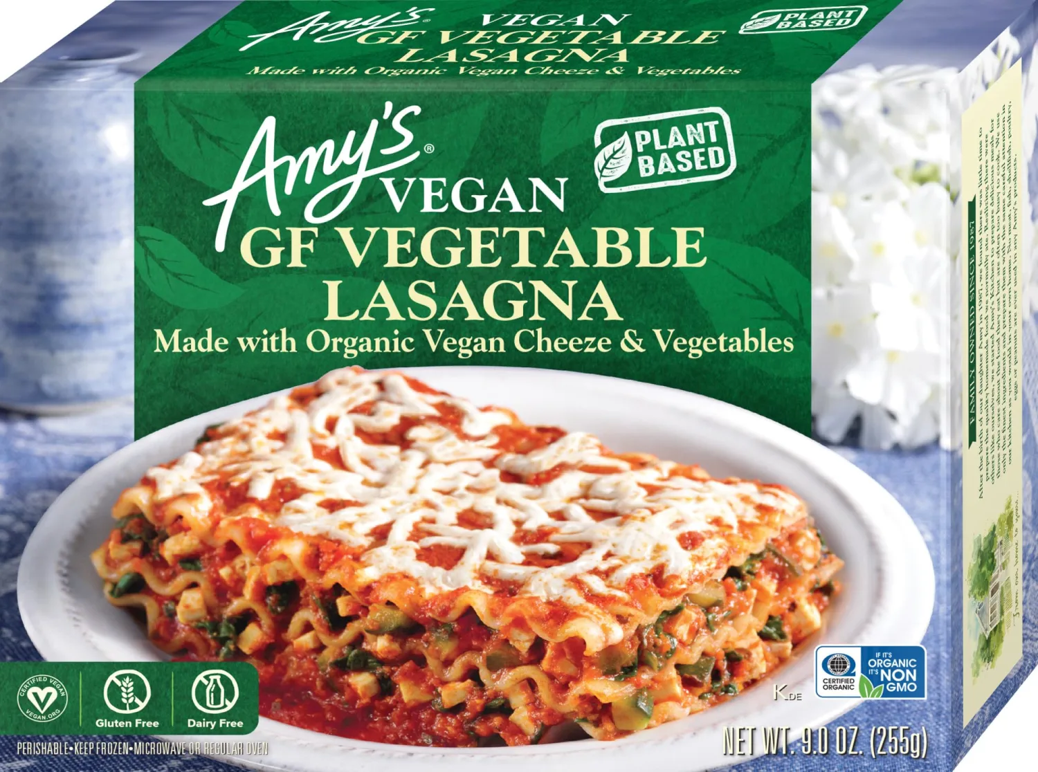 Amy's Frozen Meal, Vegan Gluten Free Vegetable Lasagna, Made With Organic Cheeze and Vegetables, Microwave Meal, 9.0 Oz