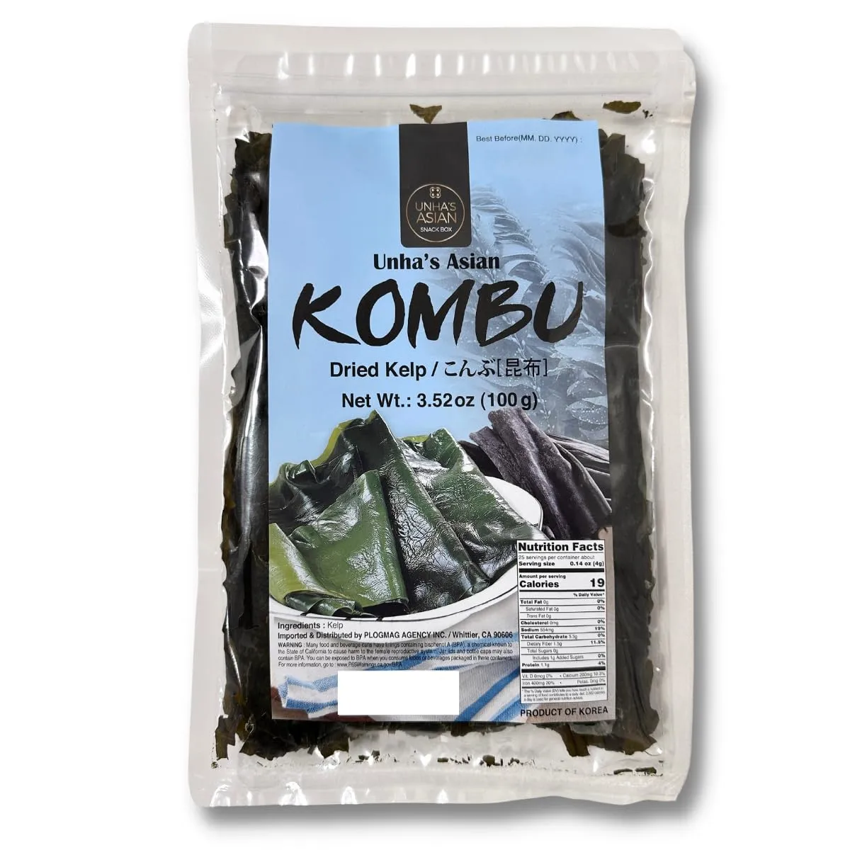 Korean Wild Kombu Dried Kelp, 3.52 oz – Hand-Harvested 100% Natural Seaweed – No Added Salt, No MSG – Dashi Broth, Miso Soup, Ramen Stock, Simmered Dishes – Resealable Pouch from Korea