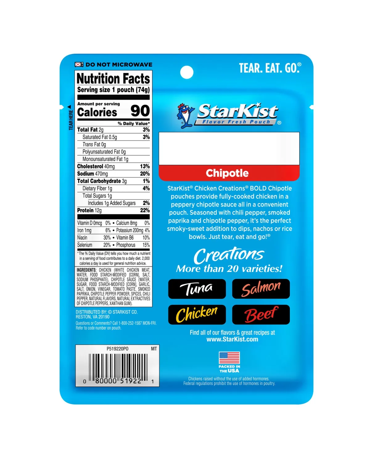 StarKist Chicken Creations Chipotle, 2.6 oz Pouch (Pack of 2)