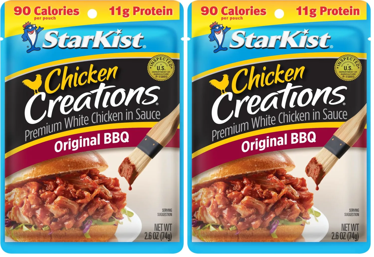 StarKist Chicken Creations Original BBQ, Single Serve Pouch, 2.6 oz (Pack of 2)