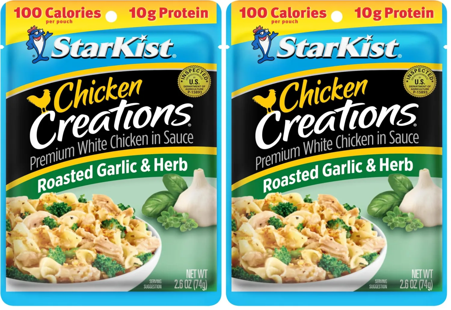 StarKist Chicken Creations, Roasted Garlic & Herb, 2.6 oz Pouch (Pack of 2)