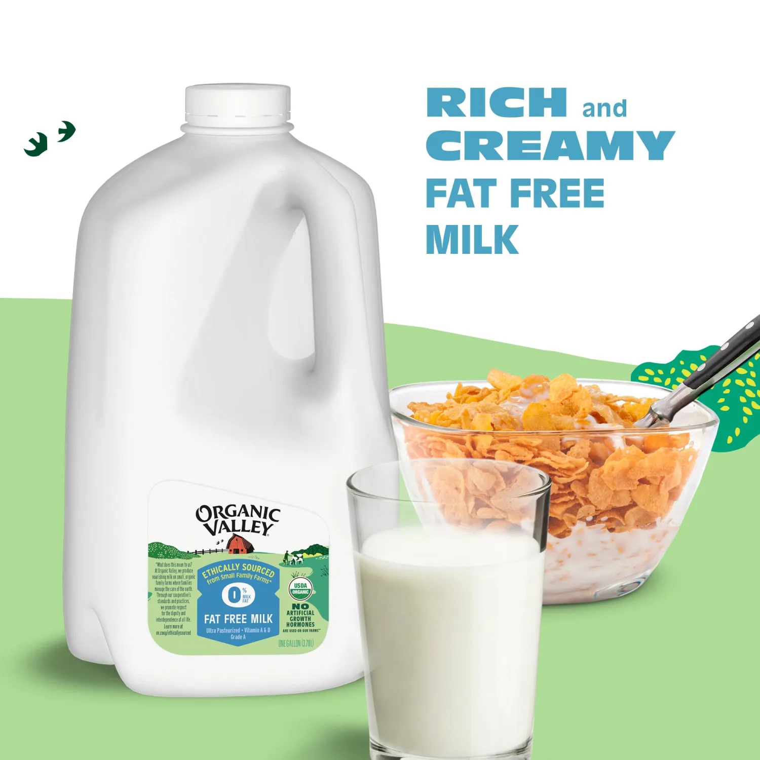 Organic Valley, Organic Skim Milk, 128 oz (Gallon)