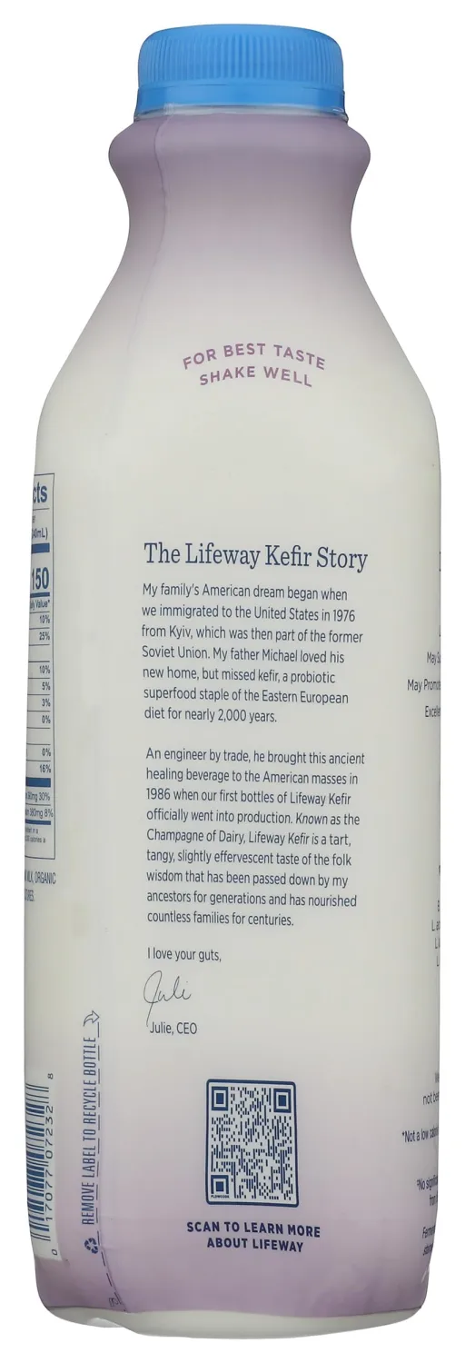 Lifeway Organic Plain Unsweetened Kefir, 32 FZ
