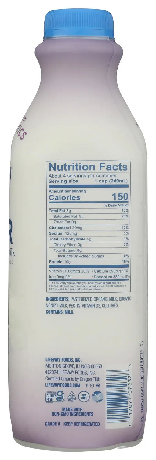 Lifeway Organic Plain Unsweetened Kefir, 32 FZ