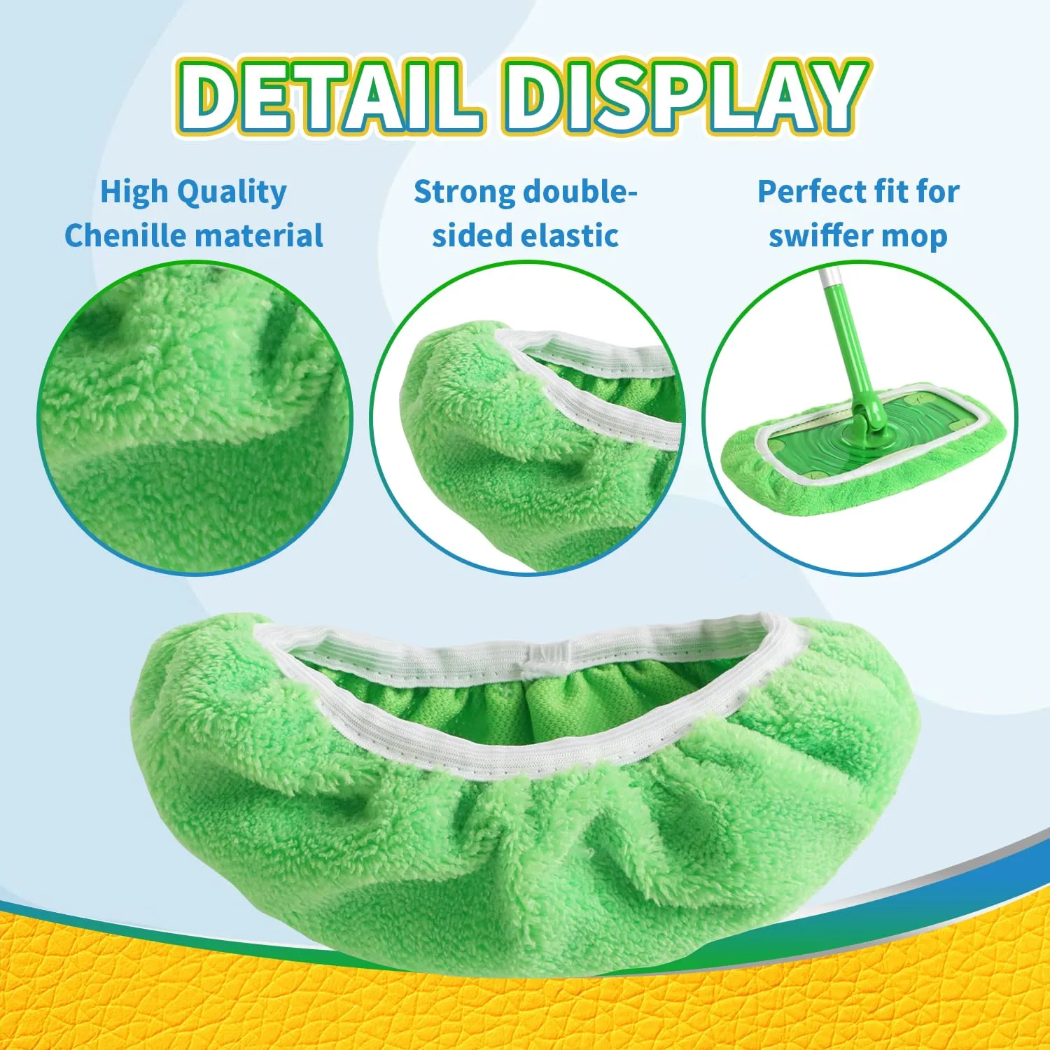 AmaVins Reusable 100% Coral Fleece Mop Pads Compatible with Swiffer Sweeper, 3 Pack Wet and Dry Flat Cover, Washable Wet Pads Refill for Surface/Hardwood Floor Cleaning (Mop is Not Included)