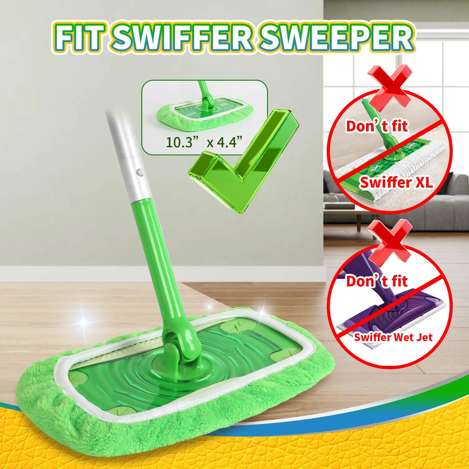 AmaVins Reusable 100% Coral Fleece Mop Pads Compatible with Swiffer Sweeper, 3 Pack Wet and Dry Flat Cover, Washable Wet Pads Refill for Surface/Hardwood Floor Cleaning (Mop is Not Included)