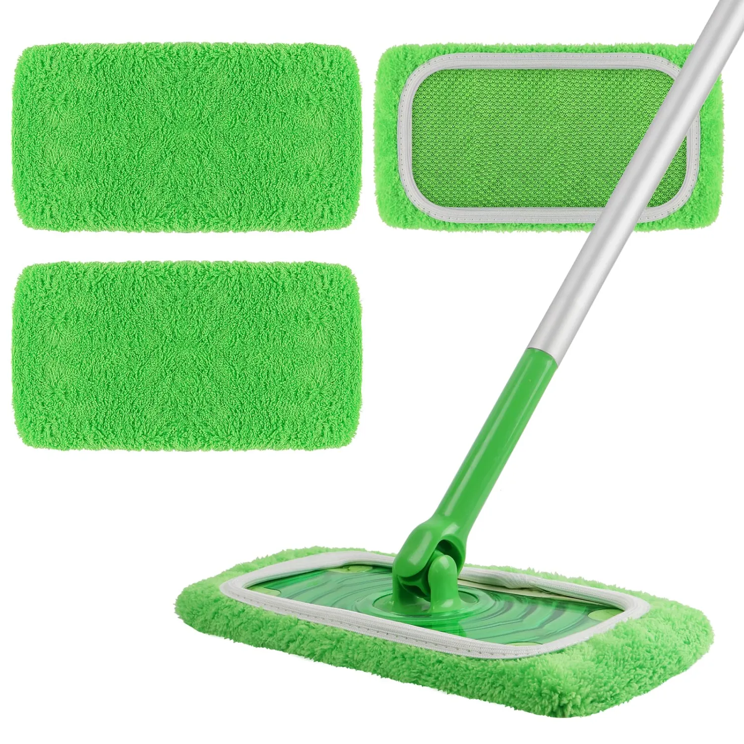 AmaVins Reusable 100% Coral Fleece Mop Pads Compatible with Swiffer Sweeper, 3 Pack Wet and Dry Flat Cover, Washable Wet Pads Refill for Surface/Hardwood Floor Cleaning (Mop is Not Included)
