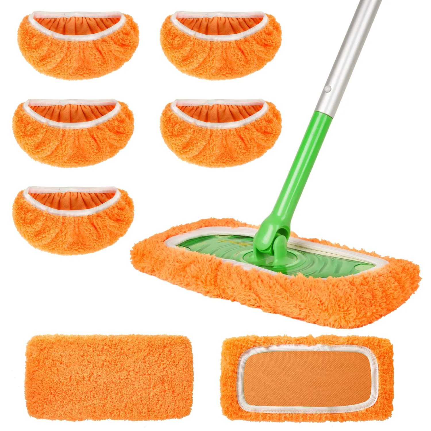 AmaVins 5 Pack Reusable Microfiber Mop Pads Compatible with Swiffer Sweeper, Wet and Dry Flat Cover, Washable Pads for Surface/Hardwood Floor Cleaning (Mop is Not Included)
